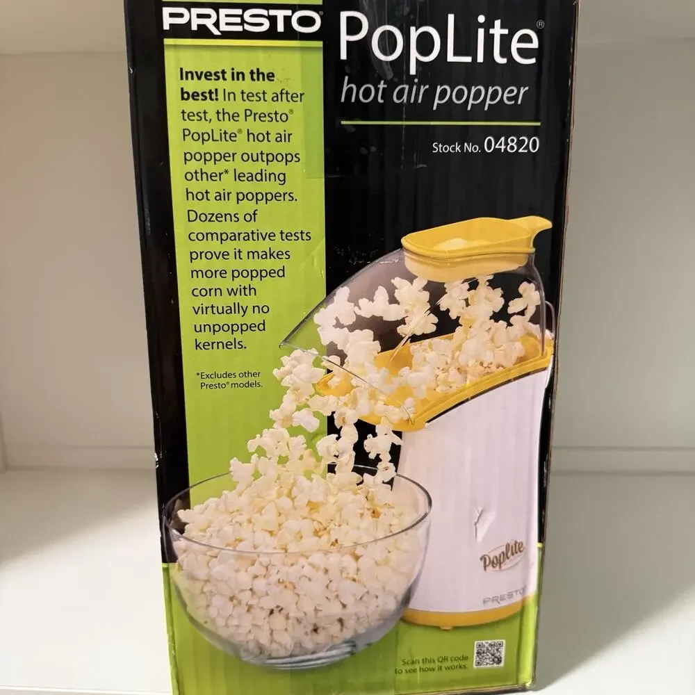 Presto 04820 Poplite Hot Air Popcorn Maker Popper Brand New 18 Cup Electric